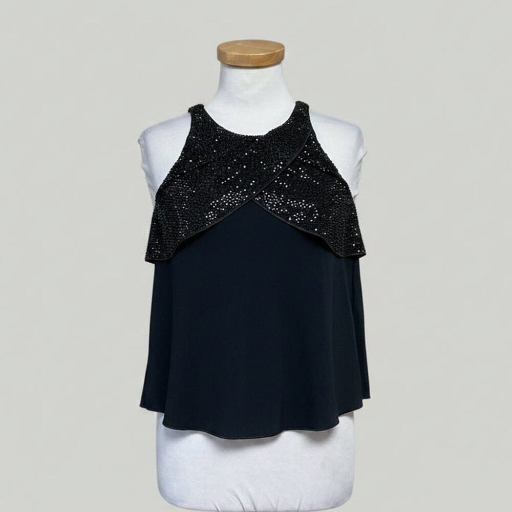 Emporio Armani navy beaded blouse, size 2, NEW WITH TAGS!